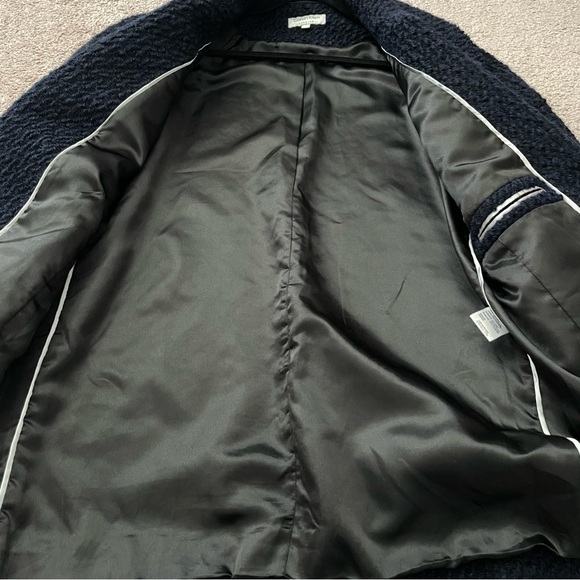 Calvin Klein Premium Wool Blend Bouclé Boyfriend Coat in Midnight Blue Size 6 - Picture 8 of 16